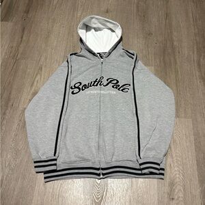 South Pole Gray and Black Zip-Up Men's Sweater
